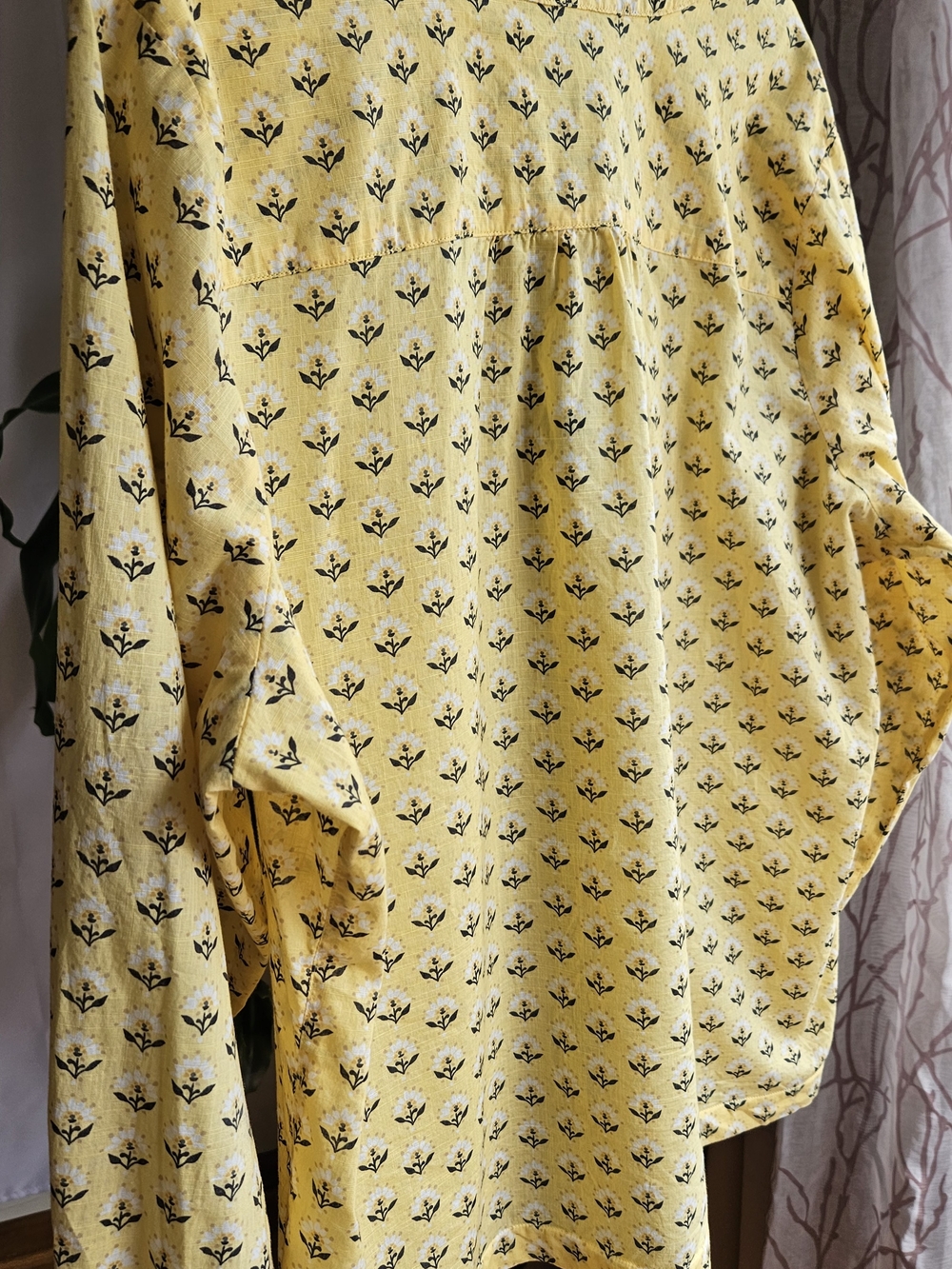 ​Orvis 100% Cotton Floral Block Print Blouse Yellow Casual Boho Size XL - Picture 6 of 14
